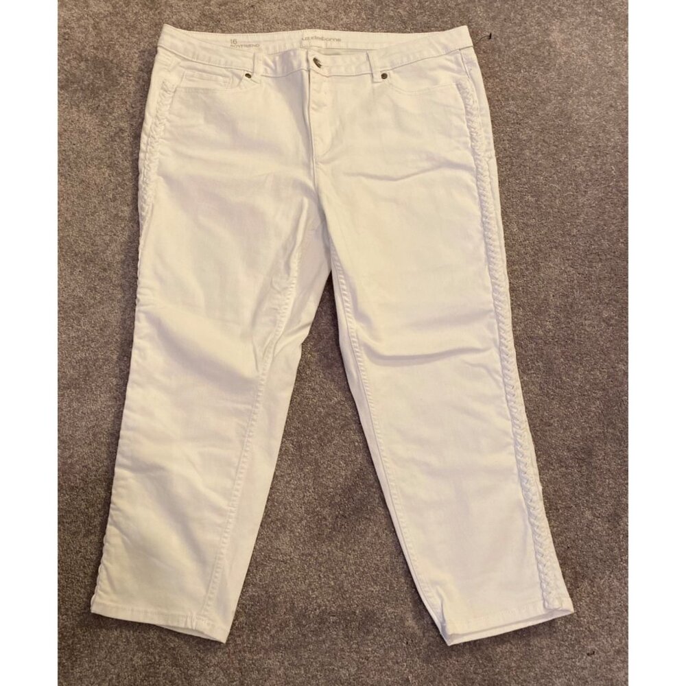 Liz Claiborne Jeans Womens White Boyfriend Skinny Pants Size 16